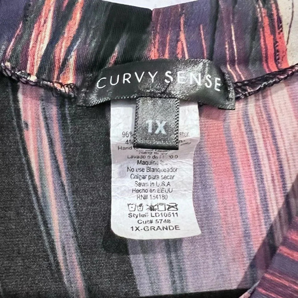 Curvy Sense Size 1X‎ Casual Long Sleeve Abstract Print BodyCon Dress Stretch - Picture 7 of 9